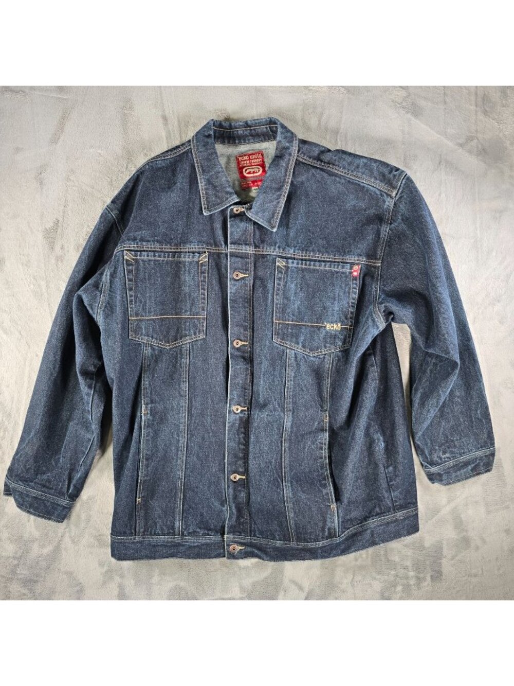 Vintage Y2K Ecko Unltd. Denim Foundry Blue Denim Down Low Jacket (4XB)